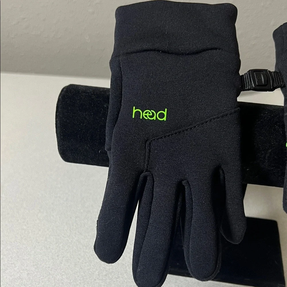 Head Black Gloves with Green Logo
